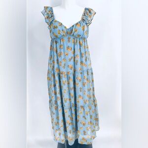 Lush Blue Floral Fit & Flare Dress